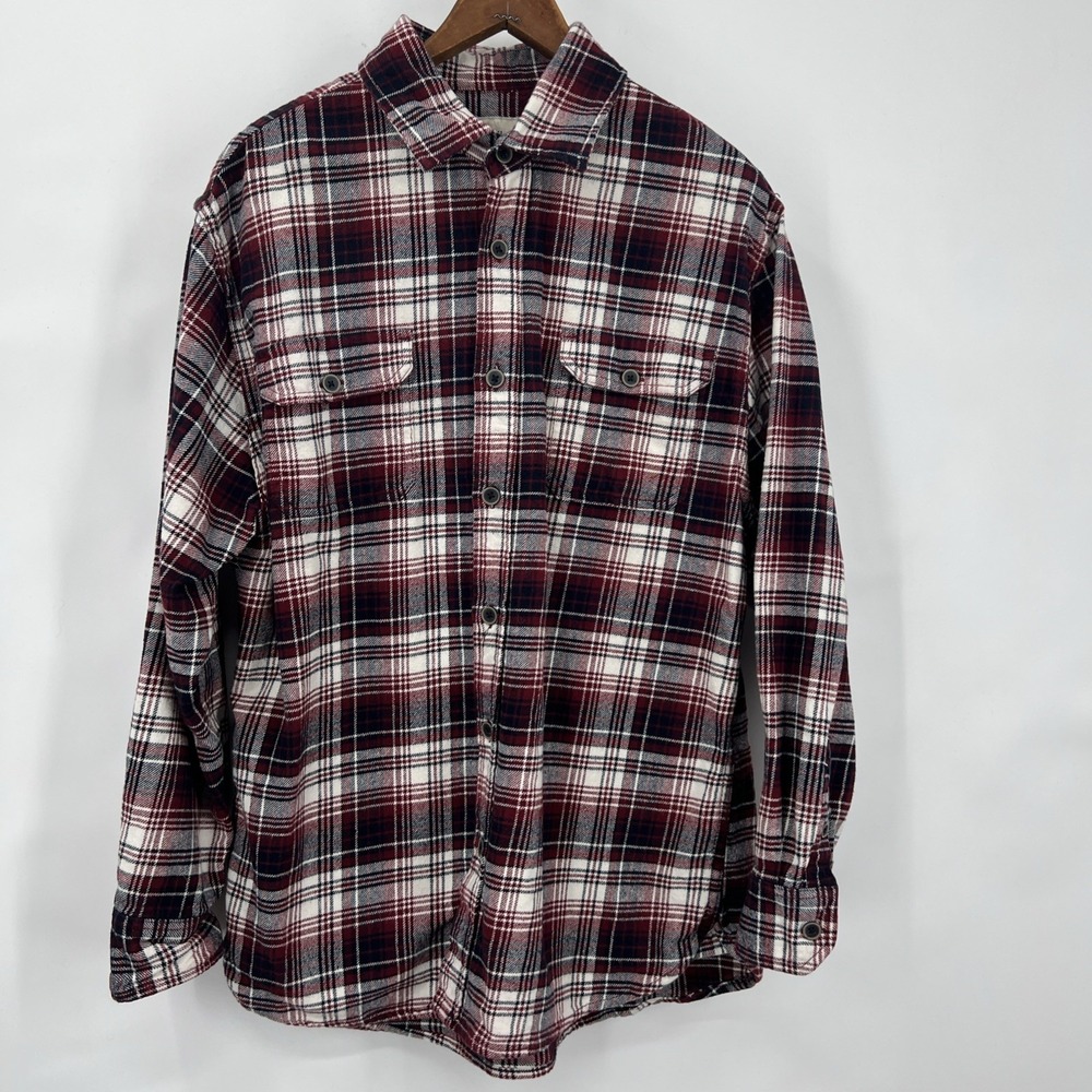 Jachs Mens Flannel Black Red Wh Plaid Button Up Winter Outdoor M Lumberjack